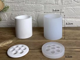 Molde silicona florero con tapa y agujeros 